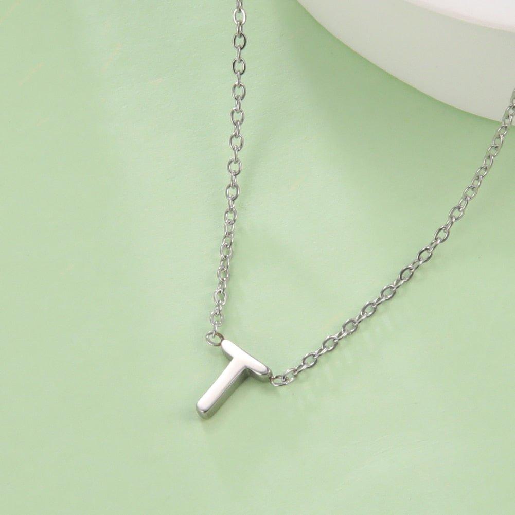 Collier pendentif lettre initiale solitaire - MonPendentif