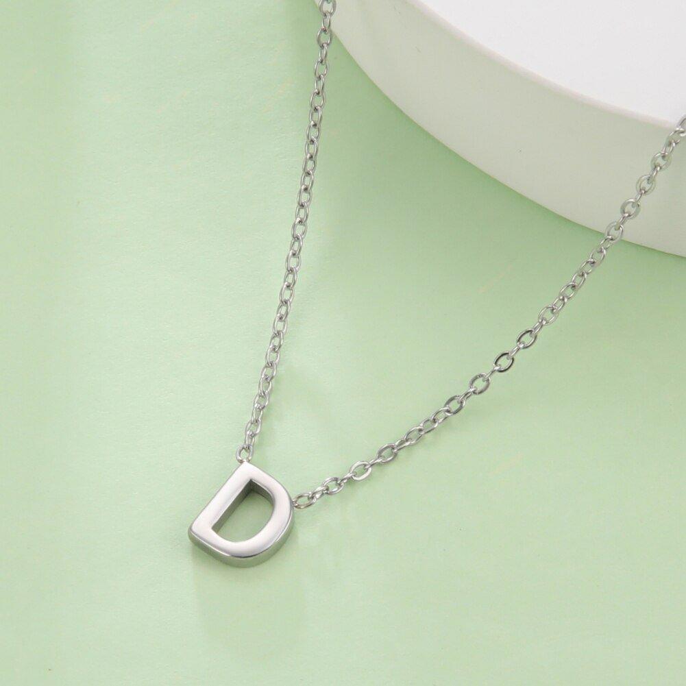 Collier pendentif lettre initiale solitaire - MonPendentif