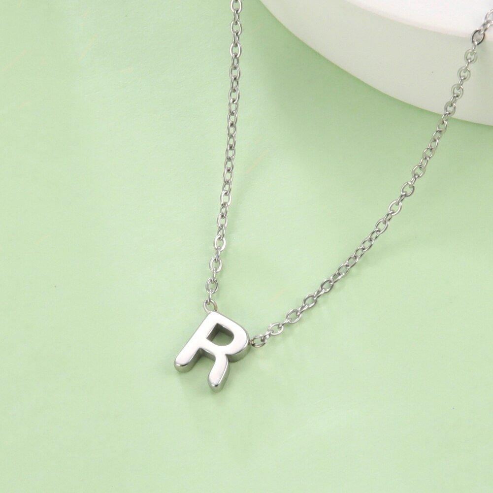Collier pendentif lettre initiale solitaire - MonPendentif