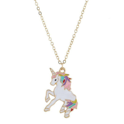 Collier pendentif licorne animé en émail - MonPendentif