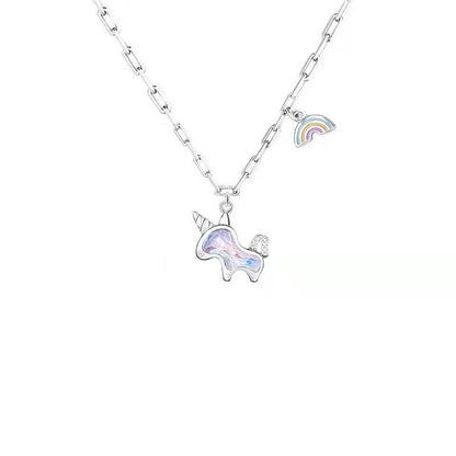 Collier pendentif licorne arc en ciel