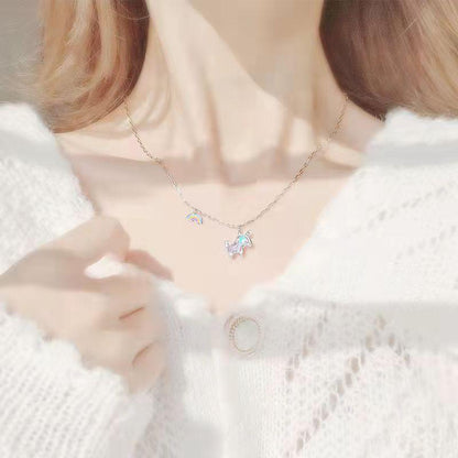 Collier pendentif licorne arc en ciel