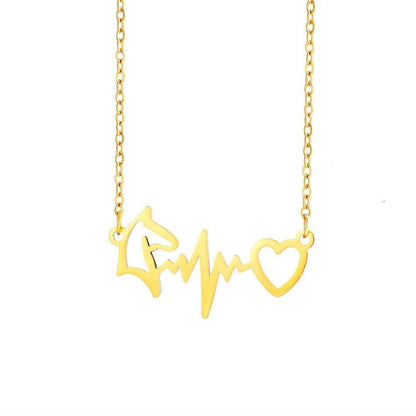 Collier pendentif licorne cardiogramme plaqué or - MonPendentif