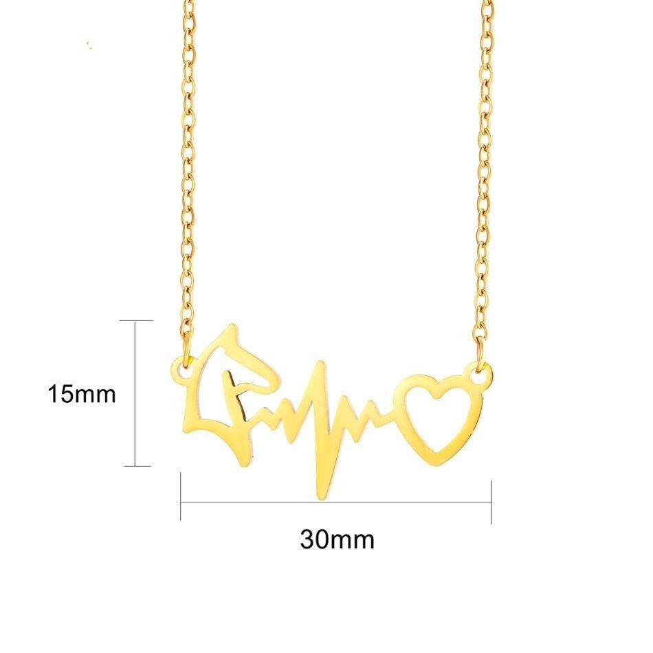 Collier pendentif licorne cardiogramme plaqué or