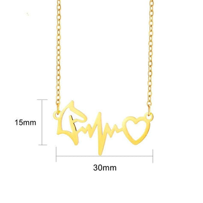 Collier pendentif licorne cardiogramme plaqué or