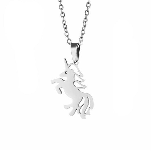 Collier pendentif licorne plat minimaliste plaqué argent - MonPendentif
