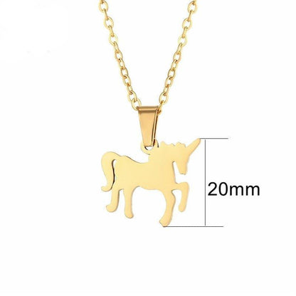 Collier pendentif licorne plat plaqué or