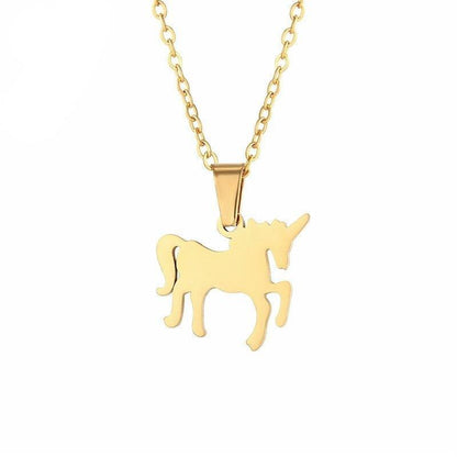 Collier pendentif licorne plat plaqué or