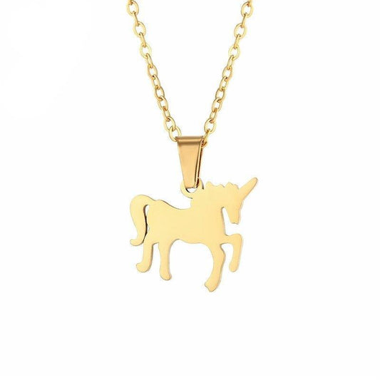 Collier pendentif licorne plat plaqué or