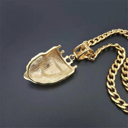 Collier pendentif lion grande maille plaqué or