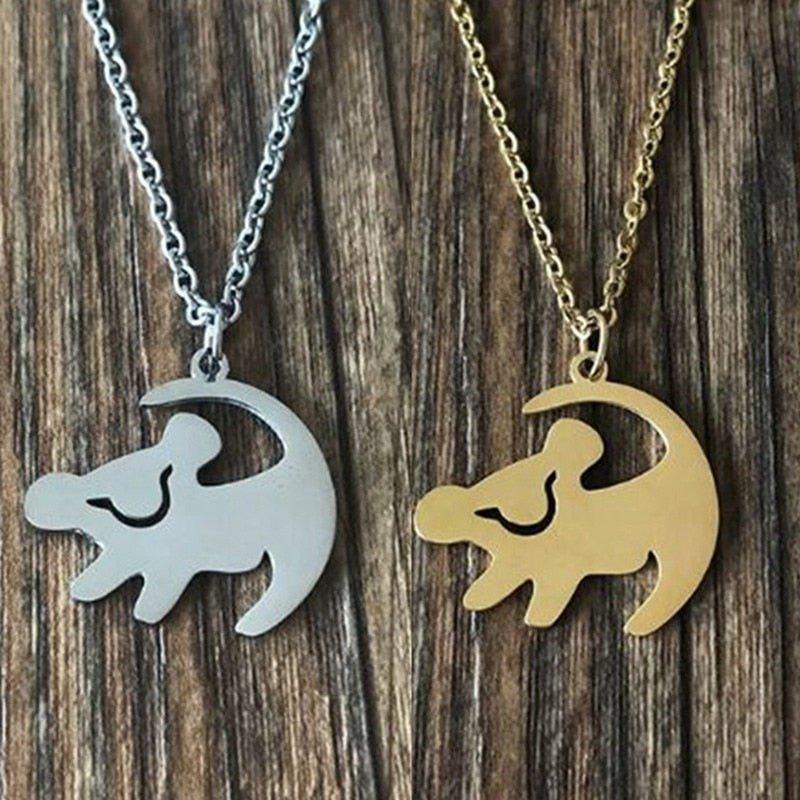 Collier pendentif lion simba plaqué or / argent - MonPendentif