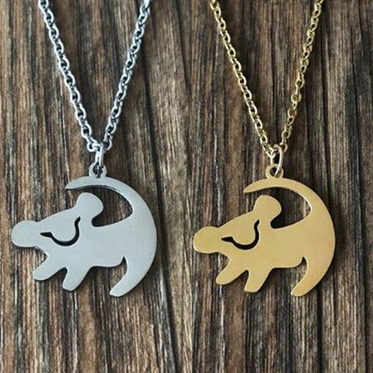 Collier pendentif lion simba plaqué or / argent - MonPendentif