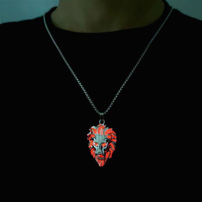 Collier pendentif lion tête lumineux