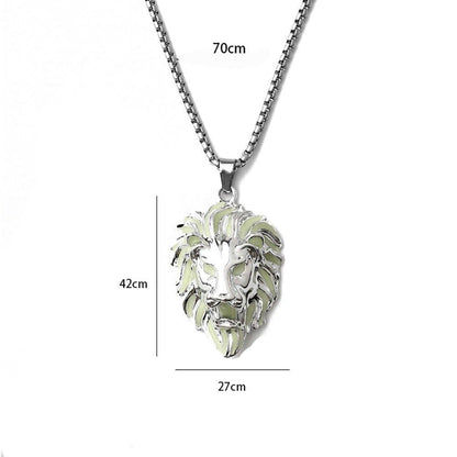 Collier pendentif lion tête lumineux