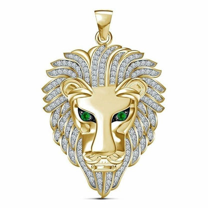 Collier pendentif lion tête strass - MonPendentif