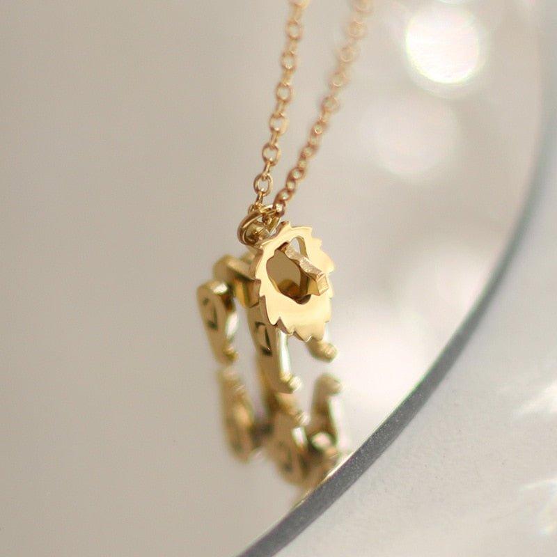Collier pendentif lion tridimensionnel plaqué or - MonPendentif