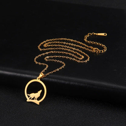 Collier pendentif loup plaqué or / or rose / argent - MonPendentif