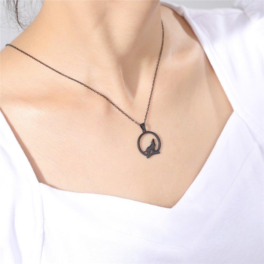 Collier pendentif loup plaqué or / or rose / argent