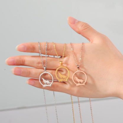 Collier pendentif loup plaqué or / or rose / argent