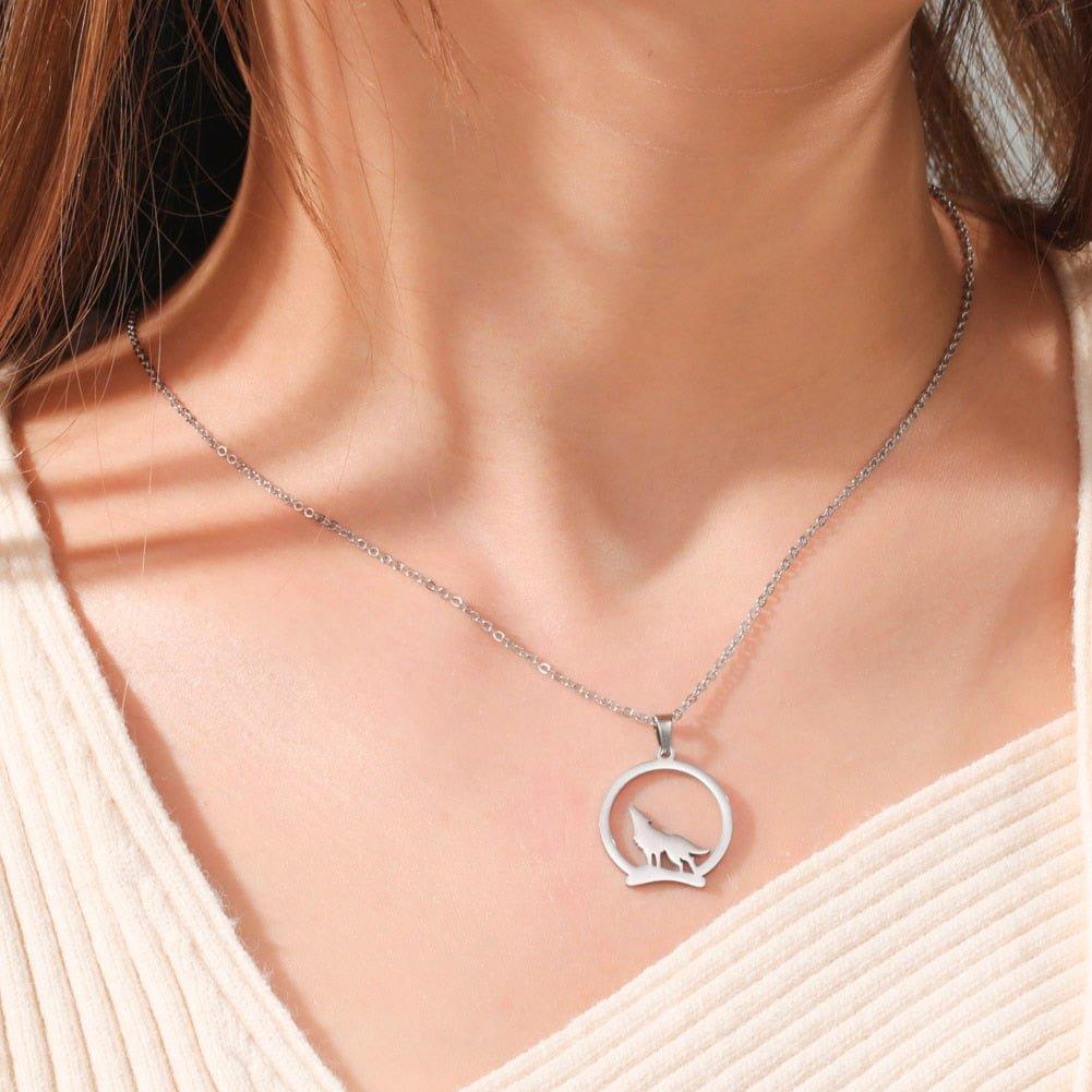 Collier pendentif loup plaqué or / or rose / argent