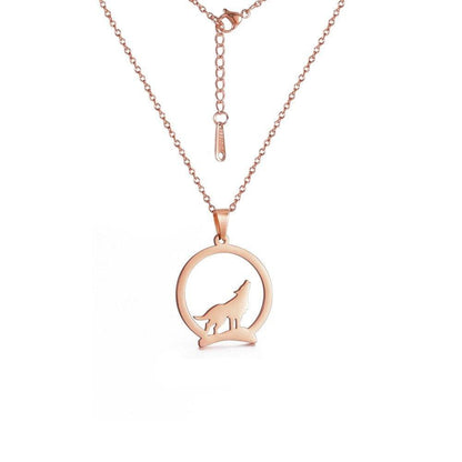 Collier pendentif loup plaqué or / or rose / argent - MonPendentif