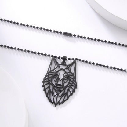 Collier pendentif loup plat plaqué or / argent - MonPendentif