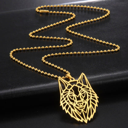 Collier pendentif loup plat plaqué or / argent - MonPendentif