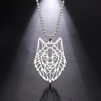 Collier pendentif loup plat plaqué or / argent - MonPendentif