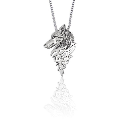 Collier pendentif loup tête plat - MonPendentif