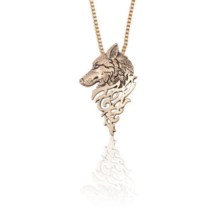 Collier pendentif loup tête plat - MonPendentif