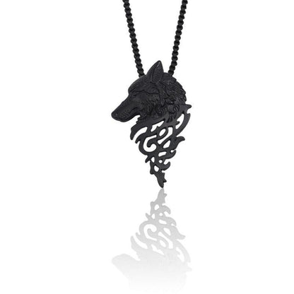 Collier pendentif loup tête plat - MonPendentif