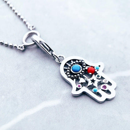 Collier pendentif main de fatma bohème en argent 925