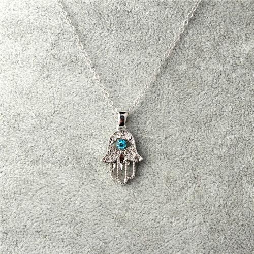 Collier pendentif main de fatma cristaux plaqué or / argent - MonPendentif