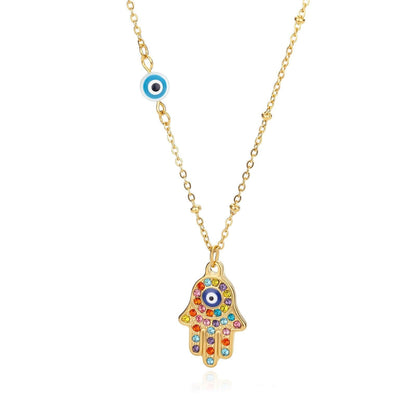 Collier pendentif main de fatma oeil plaqué or / argent - MonPendentif