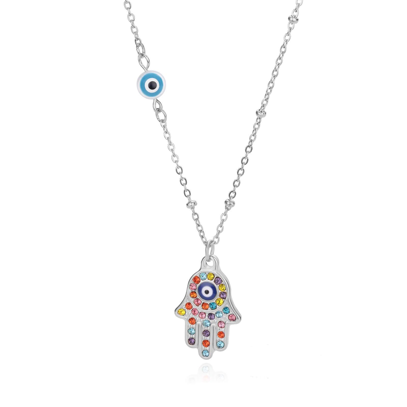 Collier pendentif main de fatma oeil plaqué or / argent - MonPendentif
