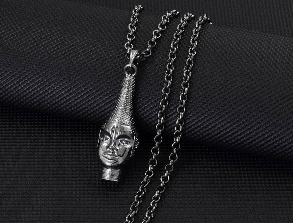 Collier pendentif masque reine mère de l'empire du Bénin - MonPendentif