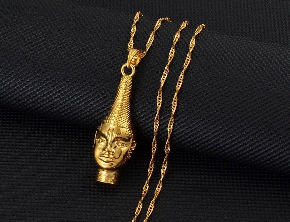 Collier pendentif masque reine mère de l'empire du Bénin - MonPendentif