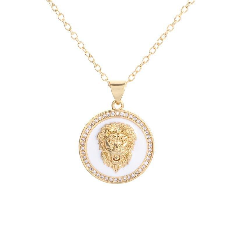 Collier pendentif médaillon tête de lion