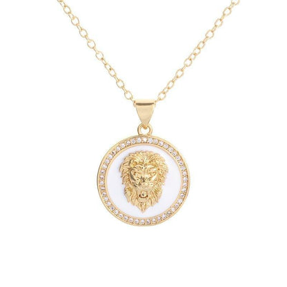 Collier pendentif médaillon tête de lion