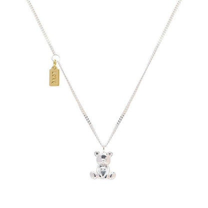 Collier pendentif ourson au repos plaqué argent