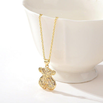Collier pendentif ourson avec cristal plaqué or