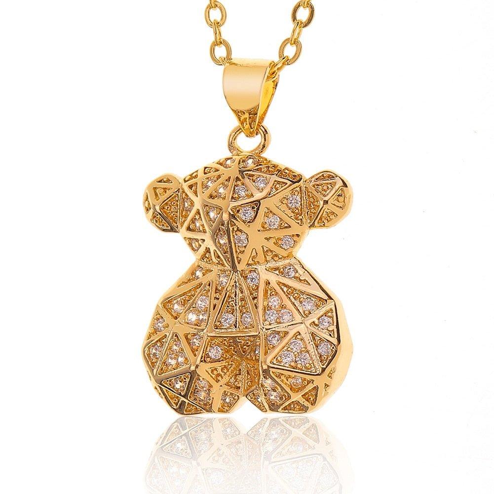 Collier pendentif ourson avec cristal plaqué or