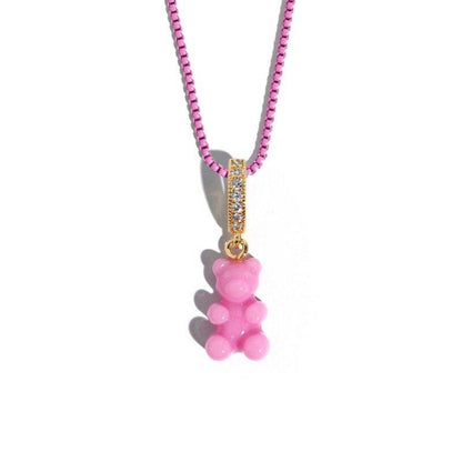 Collier pendentif ourson coloré - MonPendentif