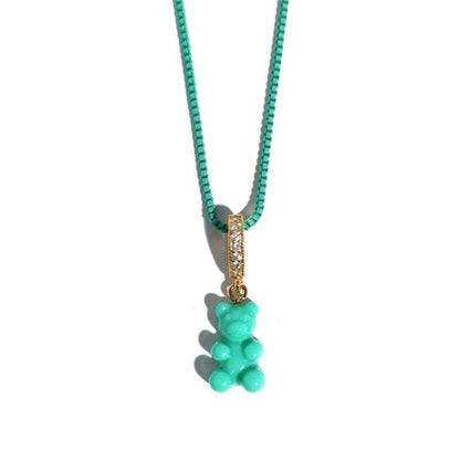 Collier pendentif ourson coloré - MonPendentif