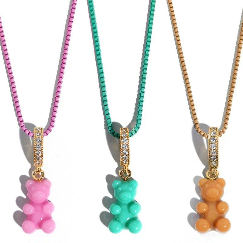Collier pendentif ourson coloré - MonPendentif