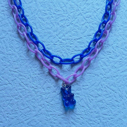 Collier pendentif ourson coloré avec chaine - MonPendentif