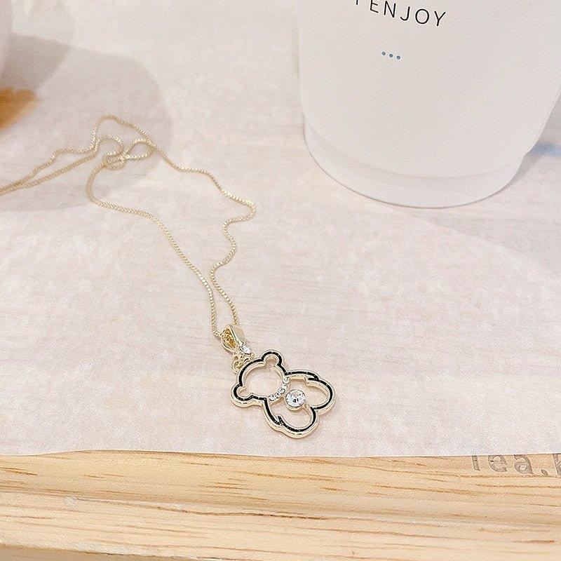 Collier pendentif ourson creux en or 14k