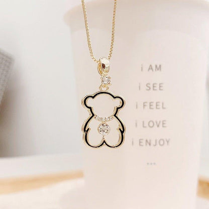 Collier pendentif ourson creux en or 14k