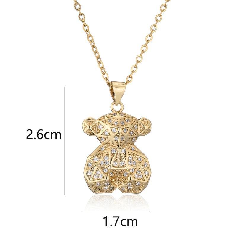 Collier pendentif ourson géométrique en strass