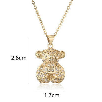 Collier pendentif ourson géométrique en strass